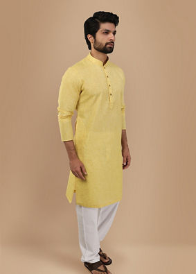 Faded Yellow Solid Kurta image number 0